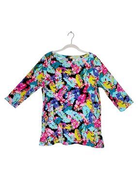 Rafaella Multicolor Print 3/4 Sleeve Pullover Top - Sx XL